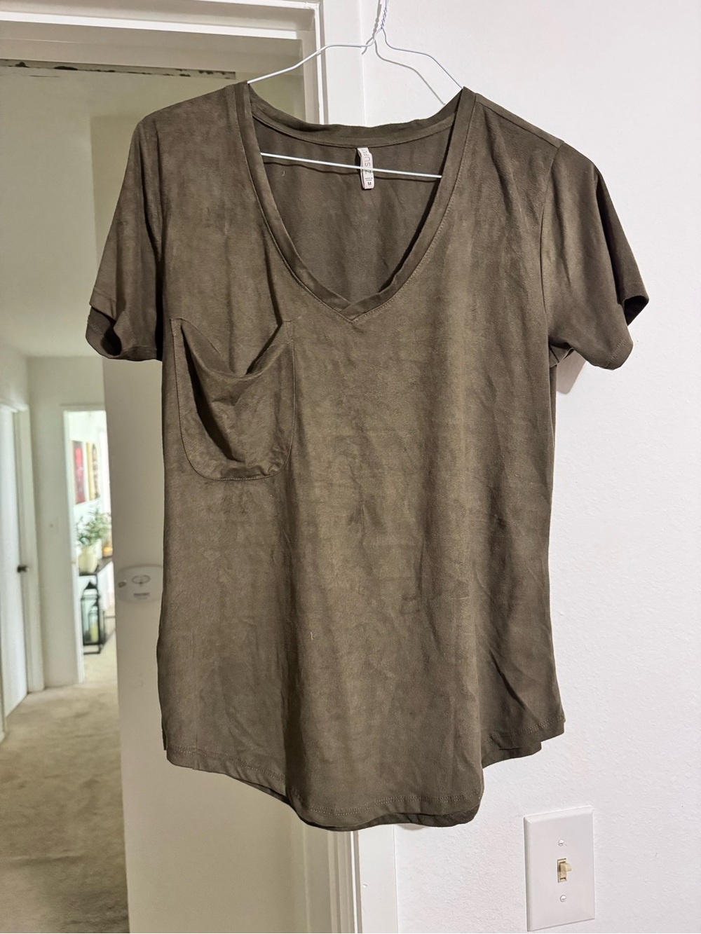 Z Supply Olive V-Neck Short Sleeve Pocket Tee